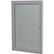 Ghent 1 Door Enclosed Vinyl Bulletin Board with Satin Frame - 36" Height x 24" Width - Silver Vinyl Surface - Locking Door, Tack