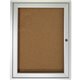 Ghent 1 Door Enclosed Natural Cork Bulletin Board with Satin Frame - 36" Height x 30" Width - Natural Cork Surface - Locking Doo