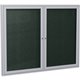 Ghent 2 Door Enclosed Vinyl Bulletin Board with Satin Frame - 36" Height x 48" Width - Ebony Vinyl Surface - Weather Resistant, 