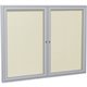 Ghent 2 Door Enclosed Vinyl Bulletin Board with Satin Frame - 36" Height x 48" Width - Ivory Vinyl Surface - Weather Resistant, 