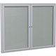 Ghent 2 Door Enclosed Vinyl Bulletin Board with Satin Frame - 36" Height x 48" Width - Silver Vinyl Surface - Locking Door, Tack