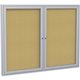 Ghent 2-Door Enclosed Bulletin Board - 36" Height x 60" Width - Cork Surface - Shatter Resistant, Self-healing - Satin Aluminum 