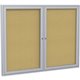 Ghent 2 Door Enclosed Natural Cork Bulletin Board with Satin Frame - 48" Height x 60" Width - Natural Cork Surface - Sleek Style