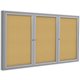 Ghent 3-Door Enclosed Indoor Bulletin Board - 36" Height x 72" Width - Cork Surface - Shatter Resistant, Self-healing - Satin Al