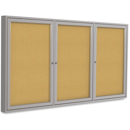 Ghent 3-door Enclosed Cork Bulletin Board - 48" Height x 72" Width - Natural Cork Surface - Self-healing, Shatter Resistant, Tam