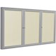 Ghent 3 Door Enclosed Vinyl Bulletin Board with Satin Frame - 48" Height x 72" Width - Ivory Vinyl Surface - Weather Resistant, 