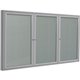 Ghent 3 Door Enclosed Vinyl Bulletin Board with Satin Frame - 48" Height x 72" Width - Silver Vinyl Surface - Weather Resistant,