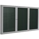 Ghent 3 Door Enclosed Vinyl Bulletin Board with Satin Frame - 48" Height x 96" Width - Ebony Vinyl Surface - Weather Resistant, 