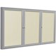 Ghent 3 Door Enclosed Vinyl Bulletin Board with Satin Frame - 48" Height x 96" Width - Ivory Vinyl Surface - Weather Resistant, 