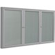 Ghent 3 Door Enclosed Vinyl Bulletin Board with Satin Frame - 48" Height x 96" Width - Silver Vinyl Surface - Locking Door, Tack