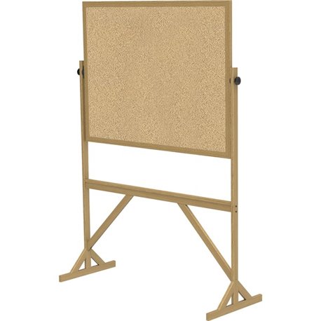 Ghent Reversible Cork Bulletin Board with Wood Frame - 48" (4 ft) Width x 36" (3 ft) Height - Natural Cork Surface - Wood Frame 