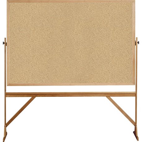 Ghent Reversible Cork Bulletin Board with Wood Frame - 72" (6 ft) Width x 48" (4 ft) Height - Natural Cork Surface - Wood Frame 