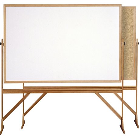 Ghent Reversible Cork Bulletin Board/Whiteboard with Wood Frame - 72" (6 ft) Width x 48" (4 ft) Height - Natural White Cork Surf