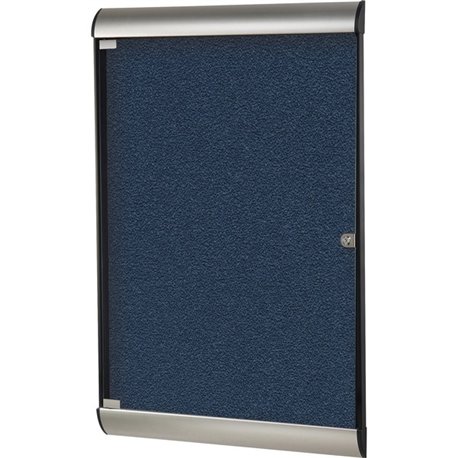 Ghent Silhouette Enclosed with 195 Navy Vinyl Tackboard - 42.13" Height x 27.75" Width - Navy Vinyl Surface - Aluminum Frame - 1