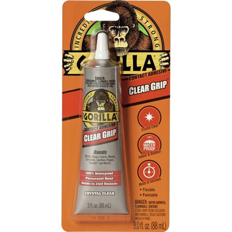 Gorilla Clear Grip Contact Adhesive - 3 fl oz - 1 Each - Clear