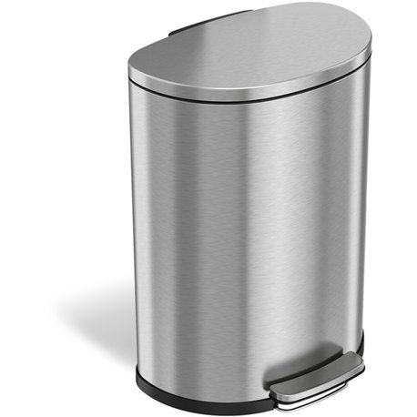 HLS Commercial 13-gallon Soft Step Trash Can - 13 gal Capacity - Half-round - Smooth, Foot Pedal, Fingerprint Proof, Removable I