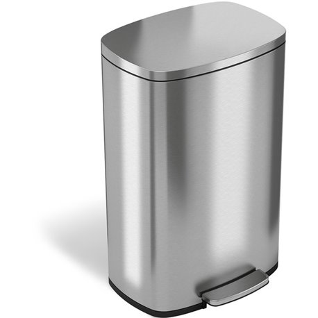 HLS Commercial Stainless Steel Soft Step Trash Can - 13 gal Capacity - Fire Resistant - Smooth, Foot Pedal, Fingerprint Resistan