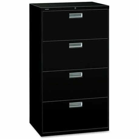 HON Brigade 600 H674 Lateral File - 30" x 18"53.3" - 4 Drawer(s) - Finish: Black