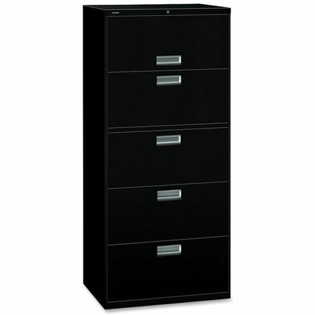 HON Brigade 600 H675 Lateral File - 30" x 18"67" - 5 Drawer(s) - Finish: Black