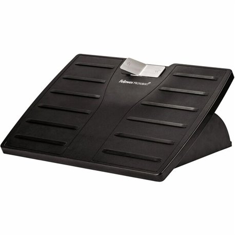 Fellowes Office Suites Adjustable Footrest with Microban - 30&deg Tilt - Black, Silver - 1 Each