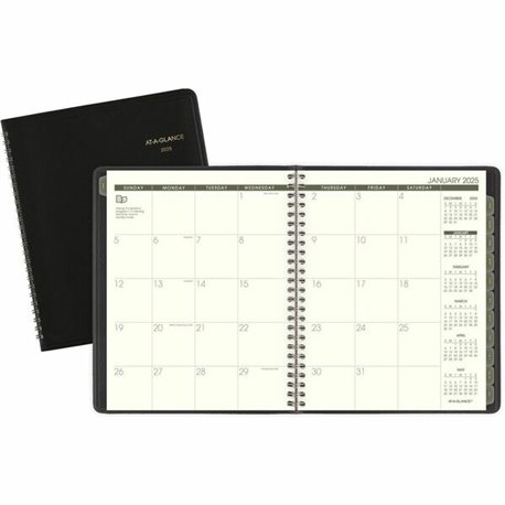 At-A-Glance Recycled Planner - Julian Dates - Monthly - 1 Year - January 2025 - December 2025 - 6 7/8" x 8 3/4" Sheet Size - Wir