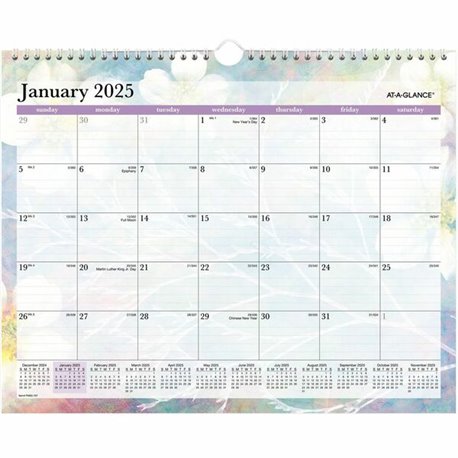 At-A-Glance Dreams Wall Calendar - Medium Size - Julian Dates - Monthly - 12 Month - January 2025 - December 2025 - 1 Month Sing