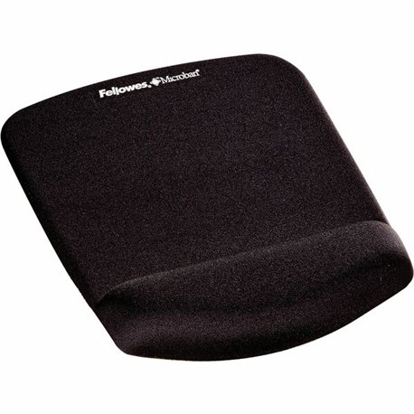 Fellowes PlushTouch Mouse Pad Wrist Rest with Microban - Black - 1" x 7.25" x 9.38" Dimension - Black - Polyurethane, Foam - Wea