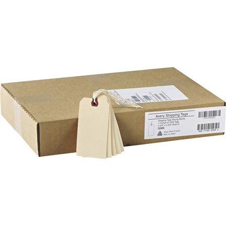 Avery Strung Manila Shipping Tags - 9 - 4.75" Length x 2.37" Width - Rectangular - String Fastener - 1000 - Card Stock, Pulp - M