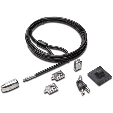 Kensington Desktop & Peripherals 2.0 Locking Kit - Keyed Lock - Black - Carbon Steel, Plastic - 8 ft - For Desktop Computer, Key