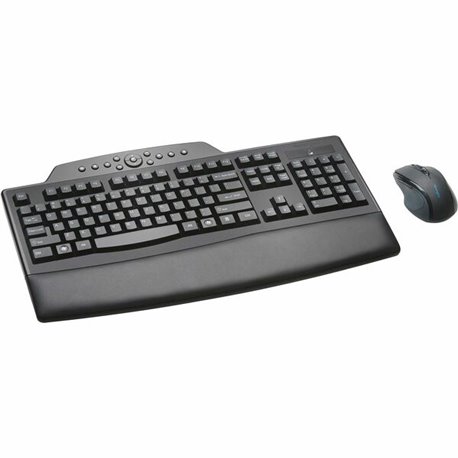 Kensington Pro Fit Wireless Desktop Set - USB Wireless RF 2.40 GHz Keyboard - Black - USB Wireless RF Mouse - Black - Right-hand