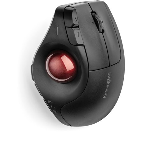 Kensington Pro Fit Ergo Vertical Wireless Trackball - Optical - Wireless - Bluetooth/Radio Frequency - 2.40 GHz - Black - 1 - Sc