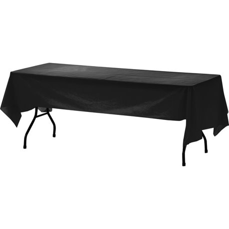 Genuine Joe Plastic Table Covers - 108" Length x 54" Width - Plastic - Black - 6 / Pack