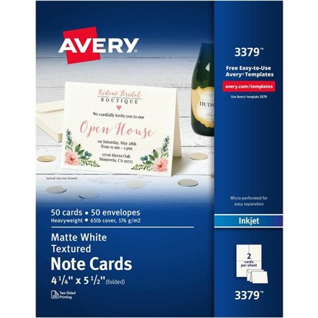 Avery Note Card - 6 / Carton - Textured - White