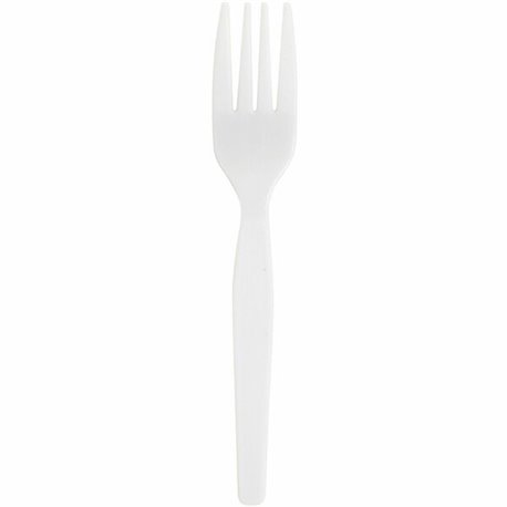 Genuine Joe Heavyweight White Plastic Forks - 100/Box - Disposable - White