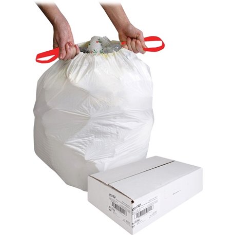 Genuine Joe Flexible Drawstring Trash Can Liners - Small Size - 13 gal Capacity - 24" Width x 25.13" Length - 0.90 mil (23 Micro