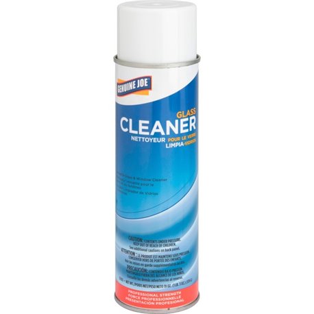 Genuine Joe Glass Cleaner Aerosol - For Mirror, Glass, Window, Tile, Plexiglas, Plastic Surface, Chrome - Ready-To-Use - 19 oz (