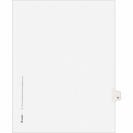 Avery Individual Legal Exhibit Dividers - Avery Style - 1 Printed Tab(s) - Digit - 19 - 1 Tab(s)/Set - 8.5" Divider Width x 11" 