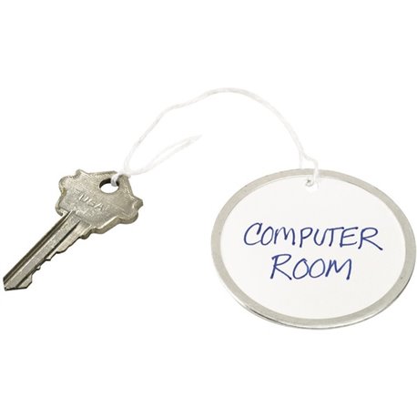 Avery 2-1/4" Metal Rim Key Tags, Strung, White, 500 Tags (14316) - 2.25" Diameter - Round - String Fastener - 500 - Metal, Card 