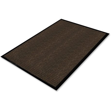 Genuine Joe Gold Dual-Rib Hard Surface Floor Mat - Hard Floor - 72" Length x 48" Width - Polypropylene, Vinyl - Chocolate - 1Eac