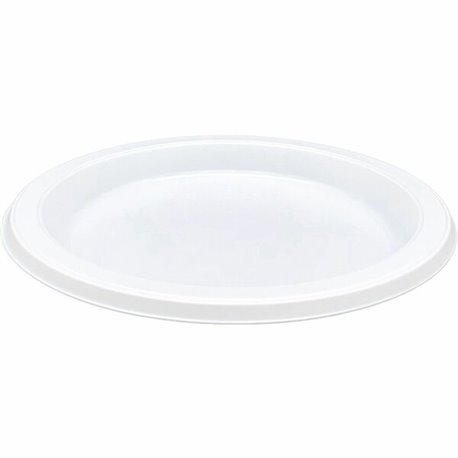 Genuine Joe 7" Disposable Plastic Plates - Picnic, Food, Party, Breakroom - Disposable - 7" Diameter - White - Plastic Body - Ro