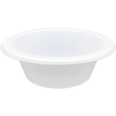 Genuine Joe 12 oz Reusable Plastic Bowls - Serving - Disposable - White - Plastic Body - 125 / Pack