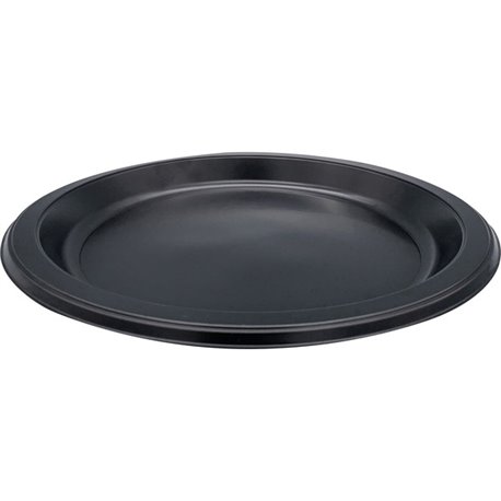 Genuine Joe 9" Round Plastic Plates - Disposable - 9" Diameter - Black - Plastic Body - 125 / Pack