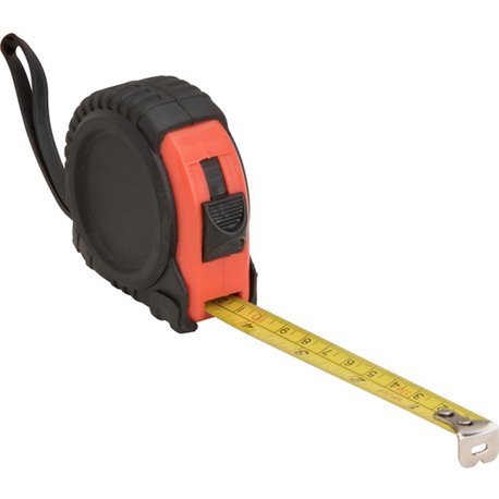 Genuine Joe Tape Measure - 12 ft Length - Imperial Measuring System - 1 Each - Red, Black