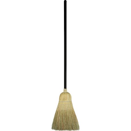 Genuine Joe Warehouse Broom - Corn Fiber Bristle - 38" Handle Length - Lacquered Wood Handle - 1 Each - Natural