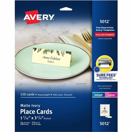 Avery Ivory Matte 2-sided Place Cards - 3.8" - 750/Carton - Ivory
