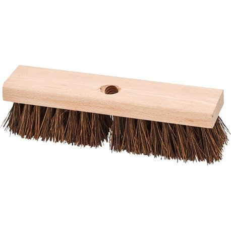 Genuine Joe Deck/Floor Brush - 2" Palmyra Bristle - 10" Handle Width - Hardwood Handle - 1 Each - Brown