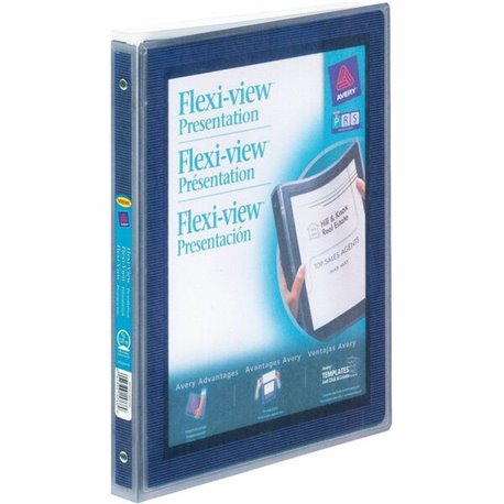 Avery Flexi-View Binder �" , Round Rings, Blue - 1/2" Binder Capacity - Letter - 8 1/2" x 11" Sheet Size - 100 Sheet Capacity - 