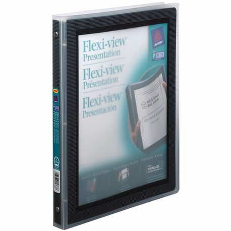 Avery Flexi-View Binder �" , Round Rings, Black - 1/2" Binder Capacity - Letter - 8 1/2" x 11" Sheet Size - 100 Sheet Capacity -