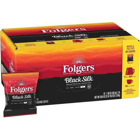 Folgers Ground Black Silk Coffee - Dark - 1.4 oz - 42 / Carton