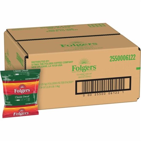 Folgers Filter Pack Classic Decaf Coffee - 9 oz Per Pouch - 40 / Carton